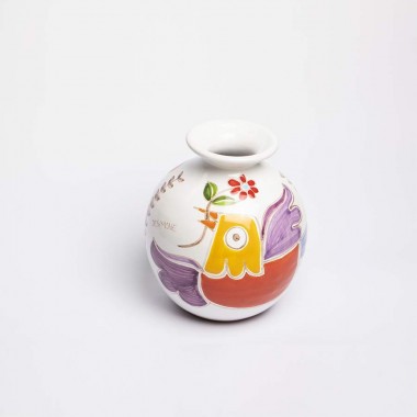 Round cachepot Folk Bird with flower Round cachepot Folk Bird with flower